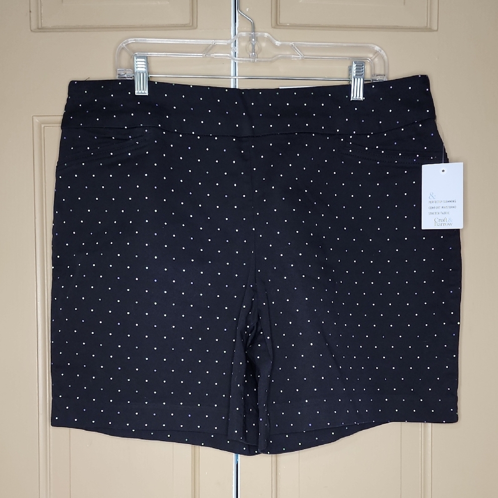 Croft & Barrow Women's Black With Colorful Polka Dot Shorts